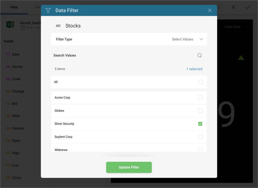 Updating the filter in Analytics