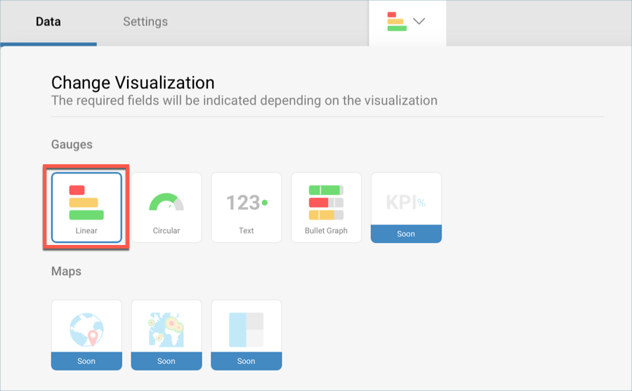 Selecting the linear gauge in Analytics