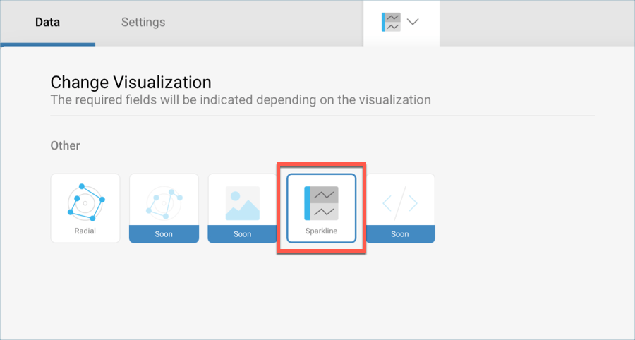 Selecting the sparkline chart in Analytics