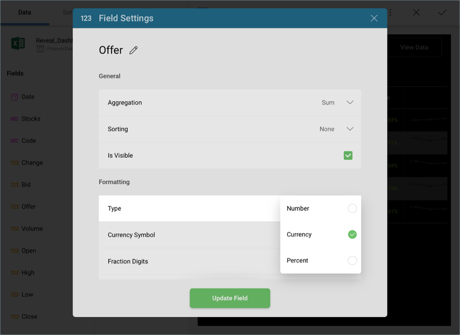 Changing the formatting type in Analytics