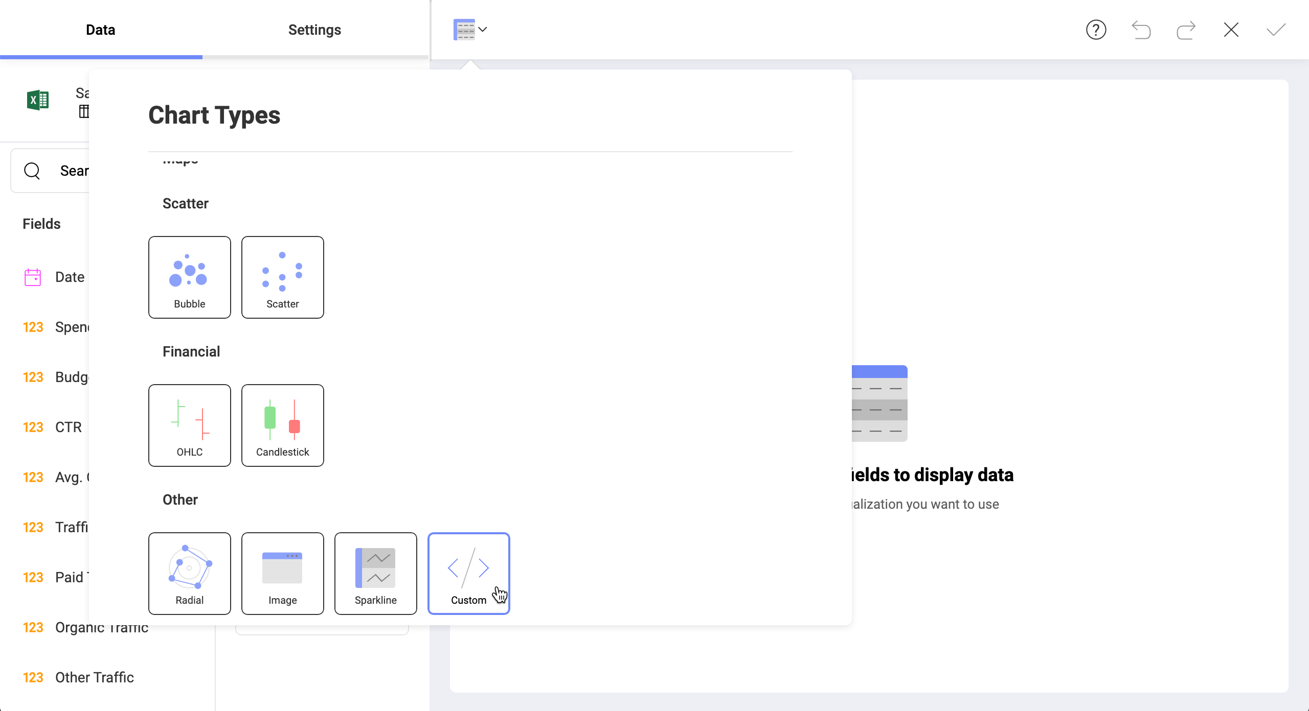 Selecting the Custom Visualization in Analytics