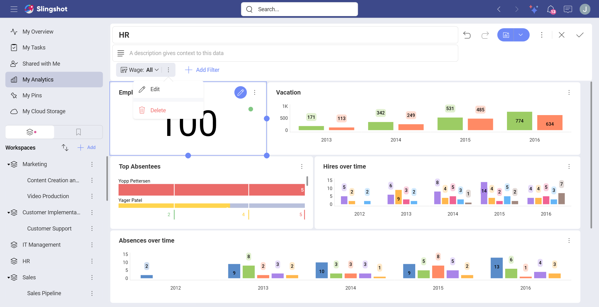 Edit dashboard filter