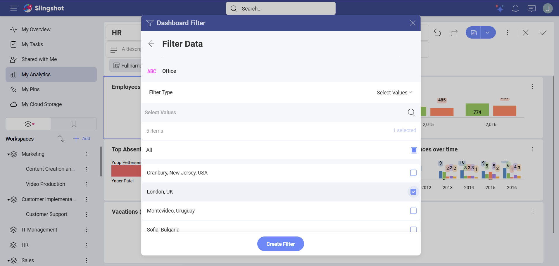 Filter data example