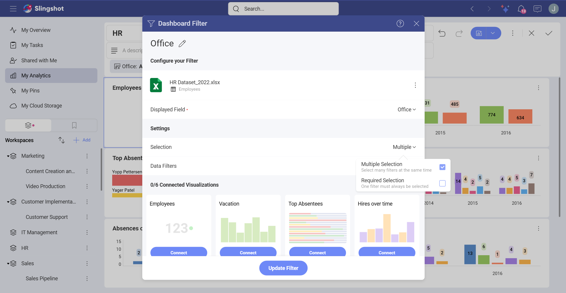 Multiple selections for dashboard filters