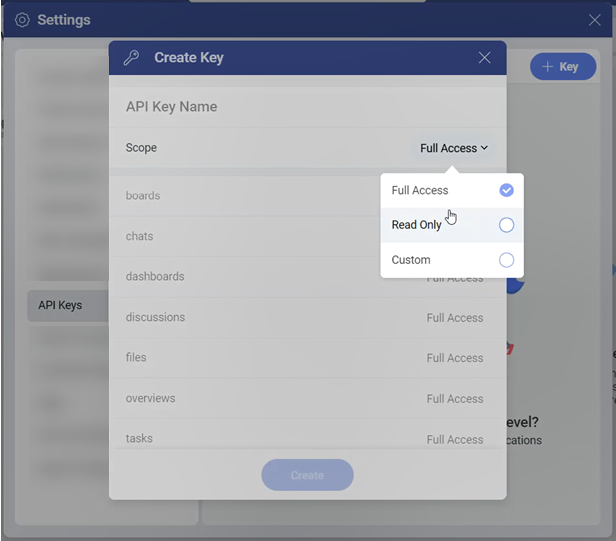 Create key dialog where you can make some changes