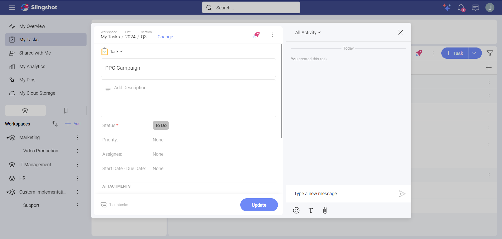 Example of a duplicate task and its fields