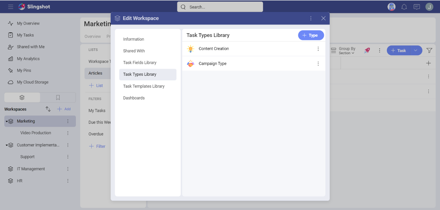 Example of a Task Types Library