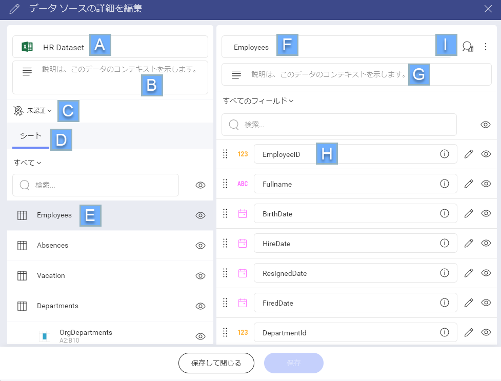 Advanced editor of table data annotated